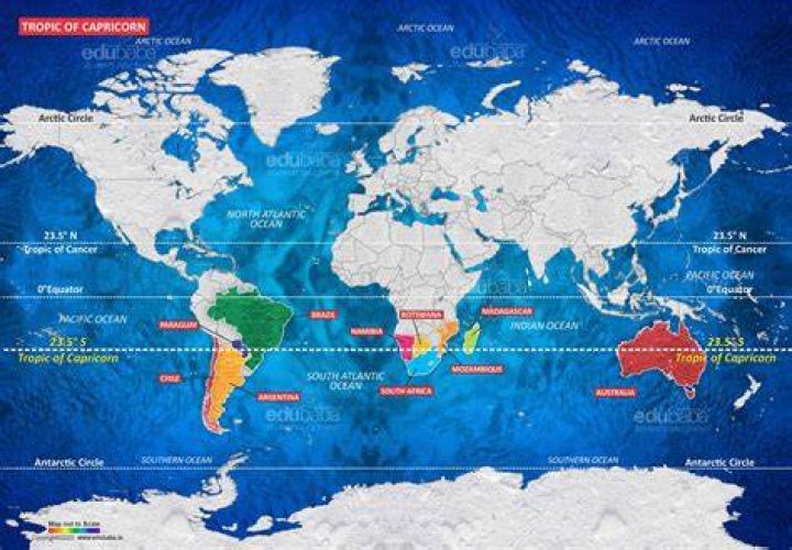 Which countries does the Tropic of Capricorn pass through?